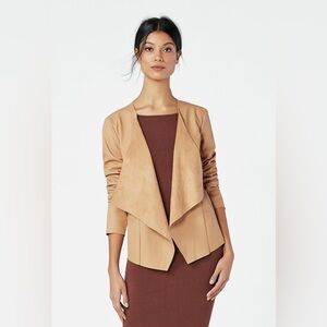 🆕Just Fabulous Size L Faux Leather Flyaway Collar Jacket in Golden Honey